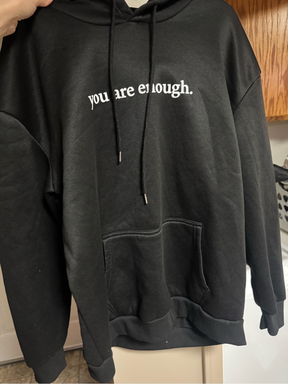 Black "You Are Enough" Pullover Hoodie Sweatshirt